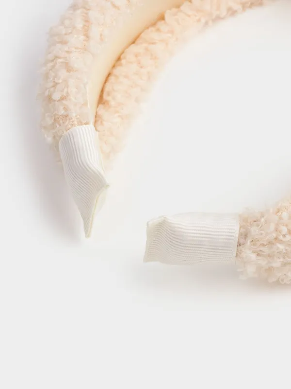 Ободок для волос, 13х16 см, искусственный мех, бежевый, Curled, image-2