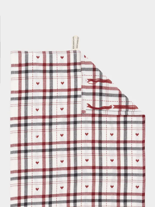 Полотенце кухонное, 40х60 см, хлопок, молочное, Клетка, Hazel heart, image-3