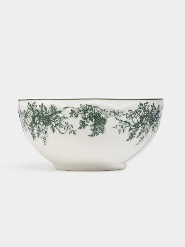 Пиала, 14х7 см, 2 шт, фарфор N, бело-зеленая, Зимний букет, Winter lace, image-2