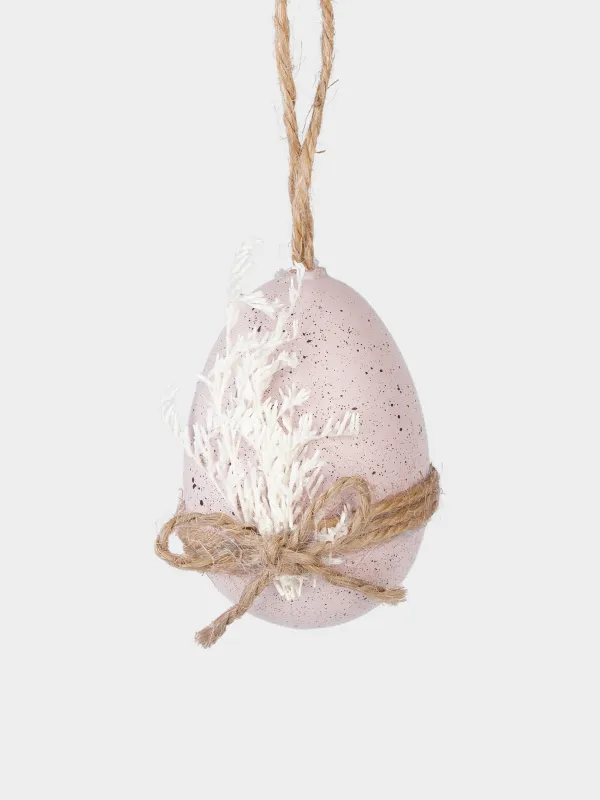 Подвеска декоративная, 6 см, пластик, розовая, с сухоцветами, Яйцо, Natural Easter, image-1