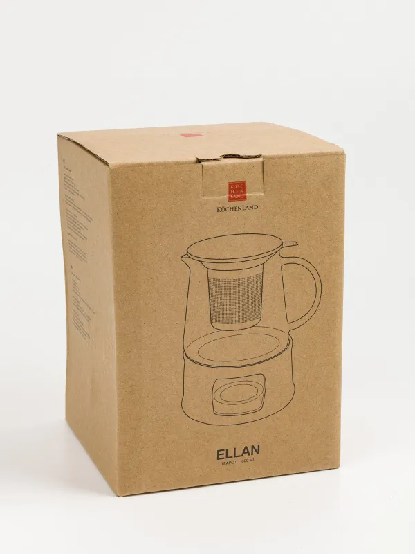 Чайник заварочный, 600 мл, с подогревом, стекло Б/фарфор P, молочно-золотистый, Ellan, image-7