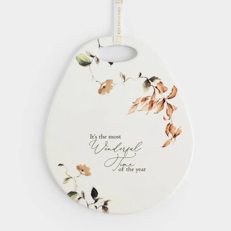 Подставка под горячее, 21х25 см, керамика/пробка, белая, Осенние цветы, Refined floral