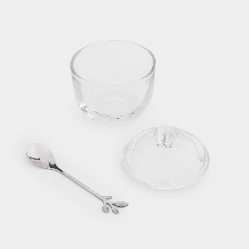 Сахарница, 11 см, 210 мл, с ложкой, стекло/сталь, Volo, image-2