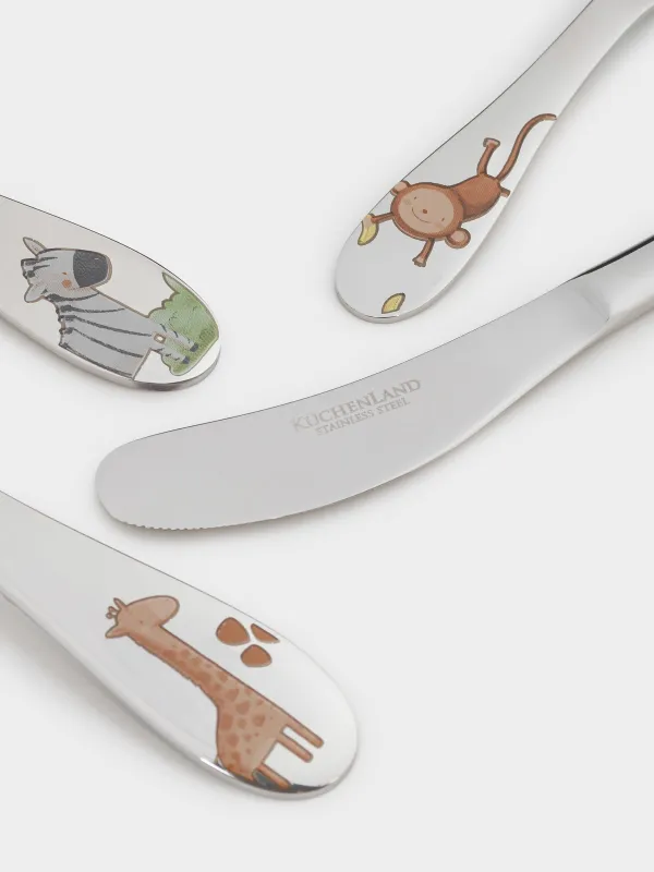 Столовые приборы, детские, 1 перс, 4 пр, сталь, Сафари, Jungle, image-1