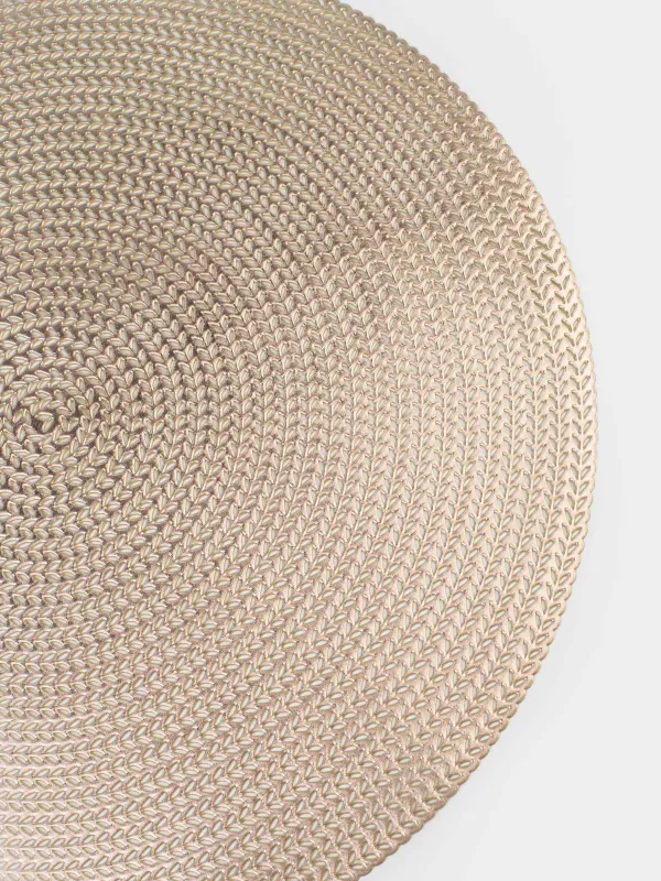 Салфетка под приборы, 38 см, ПВХ, круглая, золотистая, Azhur, image-2