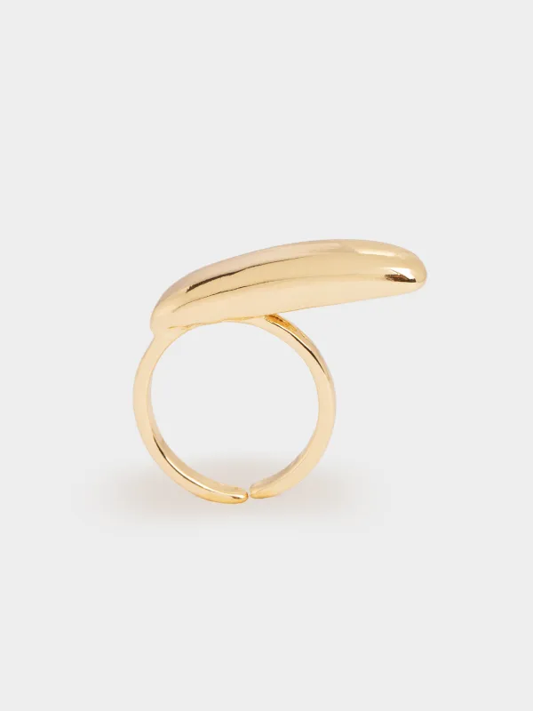 Кольцо, 2 см, единый размер, металл, золотистое, Овал, Jewelry, image-3