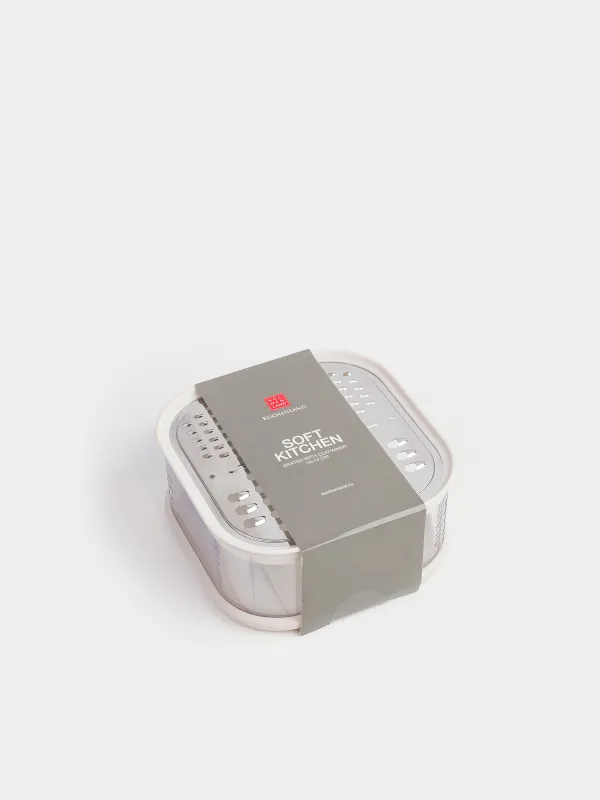 Терка, 14х14 см, с контейнером, сталь/пластик, молочная, Soft kitchen, image-6