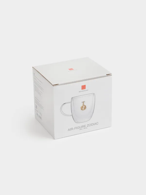 Кружка, 280 мл, стекло Б/металл, с золотистой подвеской, Рак, Air figure zodiac, image-5