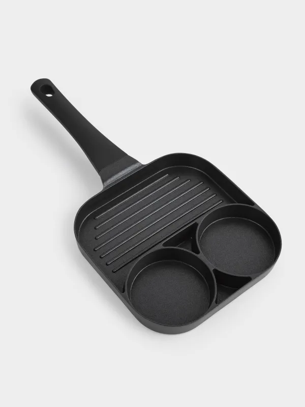 Сковорода-гриль, 18 см, 3 отд, с покрытием, алюминий, квадратная, Action, image-3