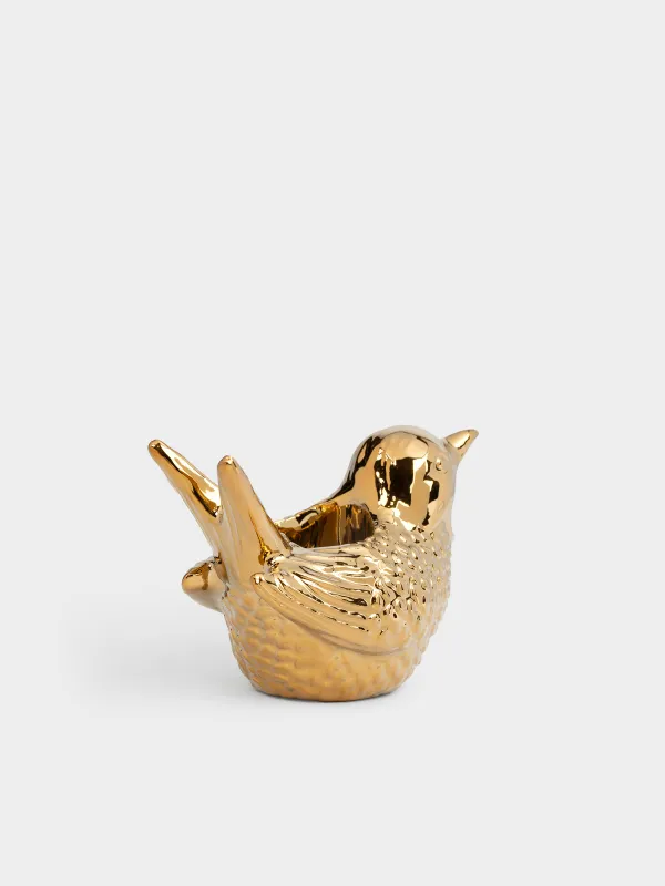 Подставка для зубочисток, 9 см, фарфор P, золотистая, Птица, Birds, image-1