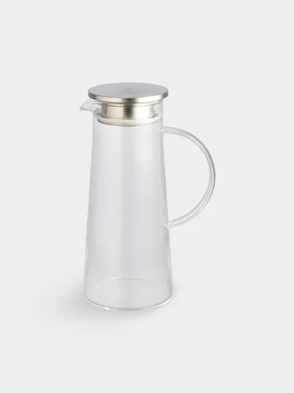 Кувшин, 1,3 л, с крышкой-фильтром, стекло Б/сталь, Pyramid, image-0