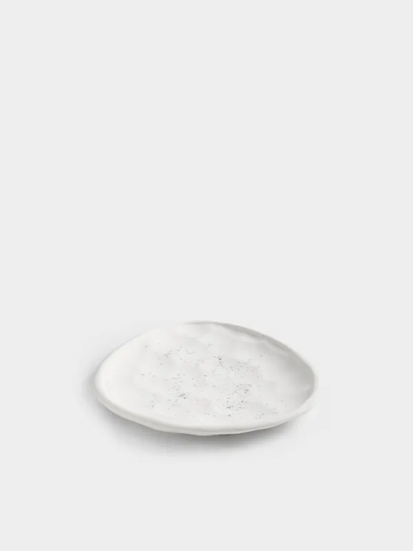 Блюдо декоративное, 27х21 см, гипс/блестки, бело-серебристое, Мятый эффект, Antic silver, image-2