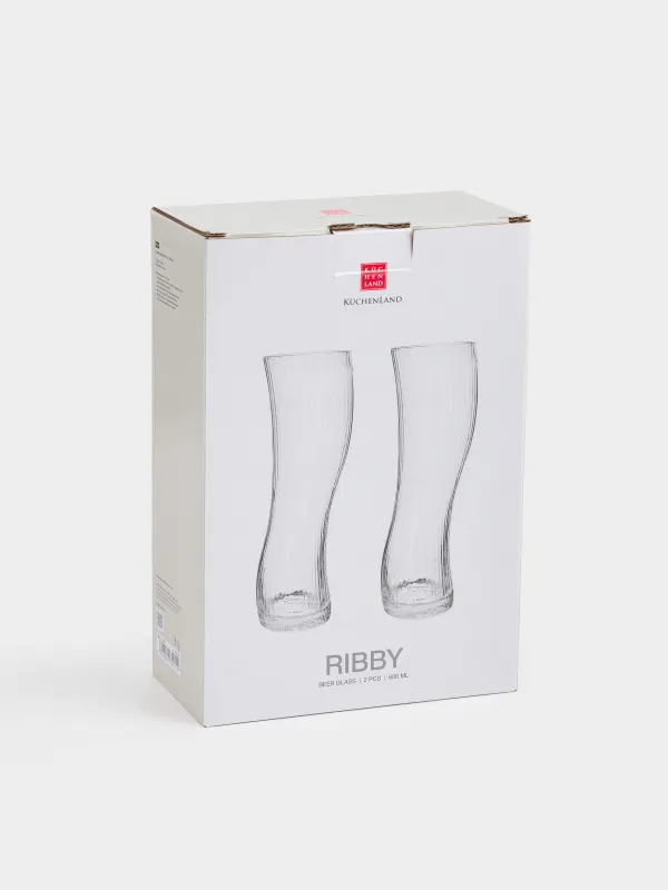 Стакан для пива, 23 см, 600 мл, 2 шт, стекло Р, Изгиб, Ribby, image-5