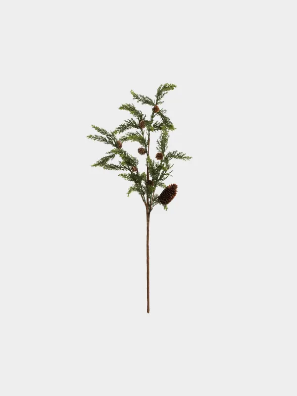 Ветка декоративная, 70 см, Хвоя с шишками, Conifer decor, image-0