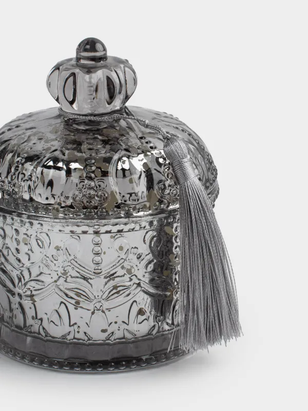 Свеча ароматическая, 10х11 см, в подсвечнике, с крышкой, стекло, серебристая, Rural Baroque, Silver style, image-1