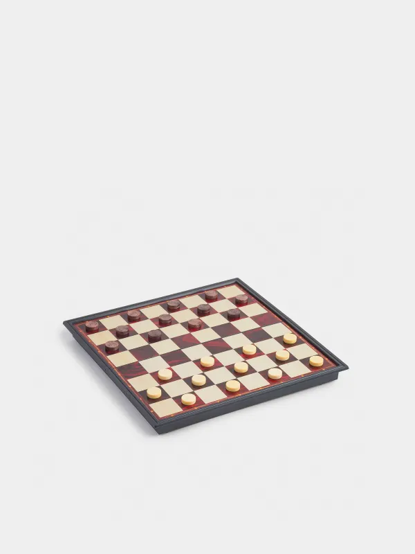 Игра настольная, 25х25 см, шашки/нарды, дорожные, пластик, Hobby light, image-0