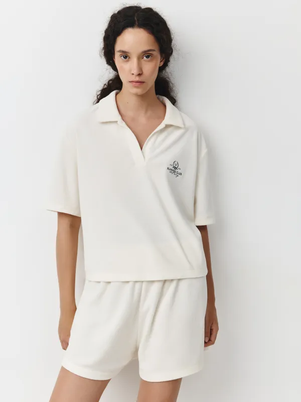 Шорты женские, домашние, р. S, хлопок/полиэстер К, молочные, Pegina, image-0