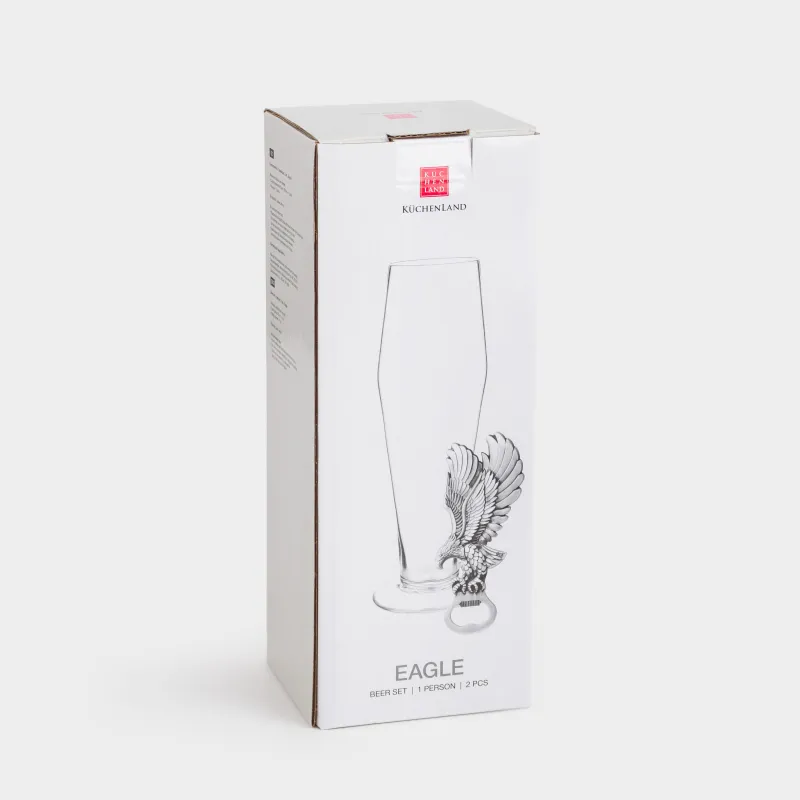 Набор для пива, 1 перс, 2 пр, с открывалкой, стекло/металл, Орел, Eagle, image-6