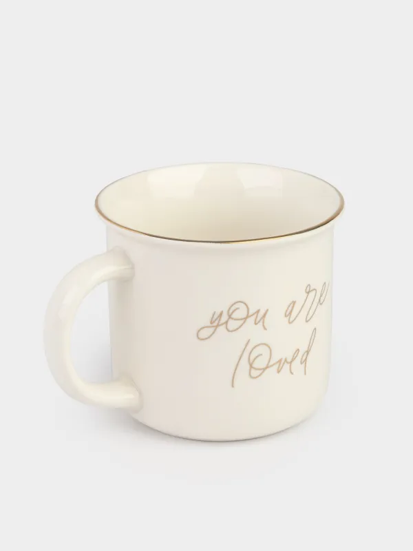 Кружка, 370 мл, фарфор N, бело-золотистая, You are loved, Mug title, image-1