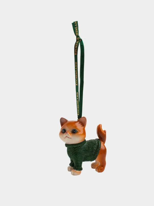 Игрушка елочная, 7 см, Кот в свитере, Figure christmas, image-2