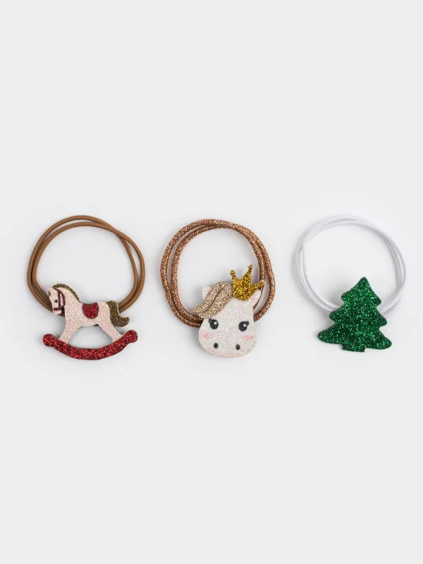 Набор резинок для волос, 5 см, 3 шт, детский, полиэстер, Лошадь и елка, Hairstyle