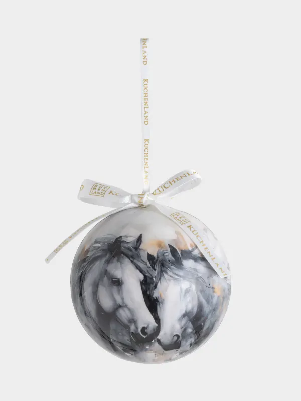 Игрушка елочная, 10 см, пенопласт, Шар, Кони, Ball print, image-1