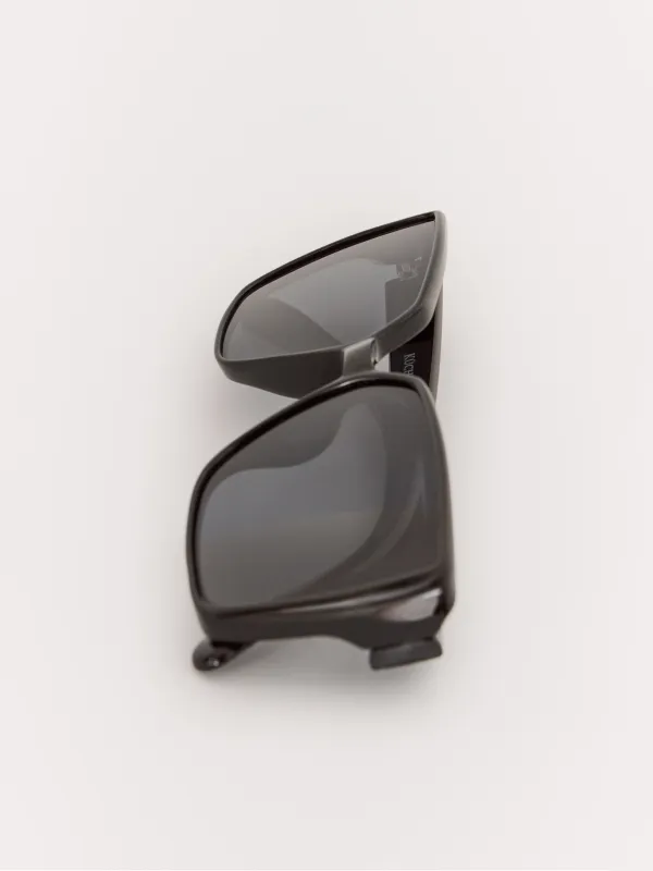 Очки солнцезащитные, пластик, квадратные, черные, Geometric, image-2