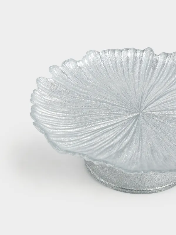 Блюдо на ножке, 21х8 см, стекло Р, серебристое, Verge, image-2