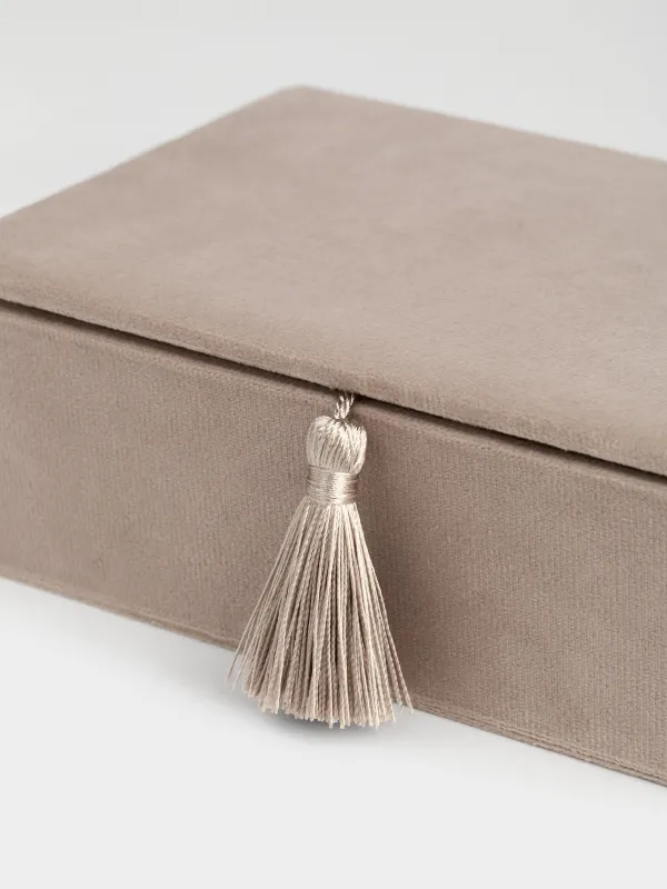 Шкатулка для украшений, 18х12 см, с кисточкой, бархат/МДФ, серая, Velvet, image-4