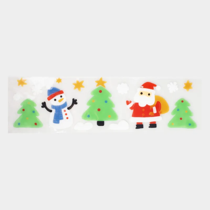 Набор наклеек, 14х50 см, многоразовые, термопластик, Санта, Christmas decal