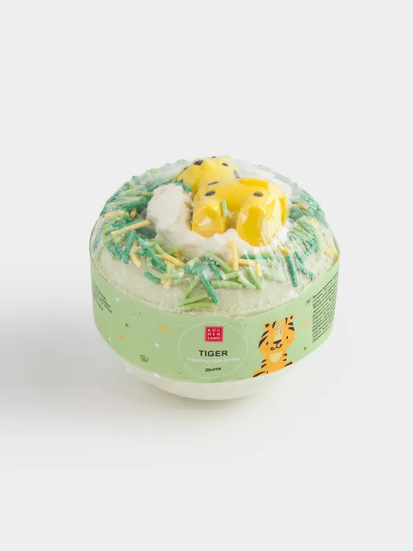 Бомбочка для ванны, 130 гр, с игрушкой, зеленая, Дыня, Тигр, Tiger, image-4