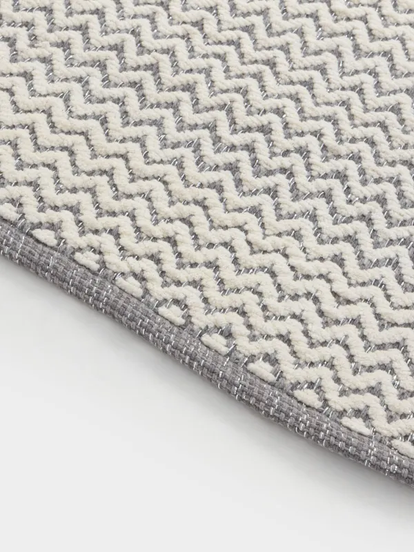 Коврик, 50х80 см, хлопок, бело-серый, Зигзаги с люрексом, Shiny threads, image-4