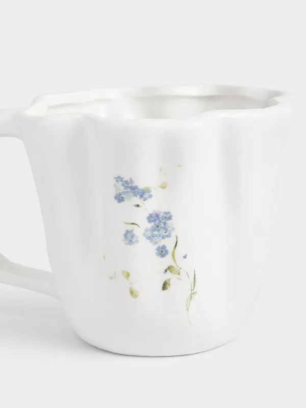 Кружка, 400 мл, керамика D, белая, Незабудка, Crumple flower, image-1