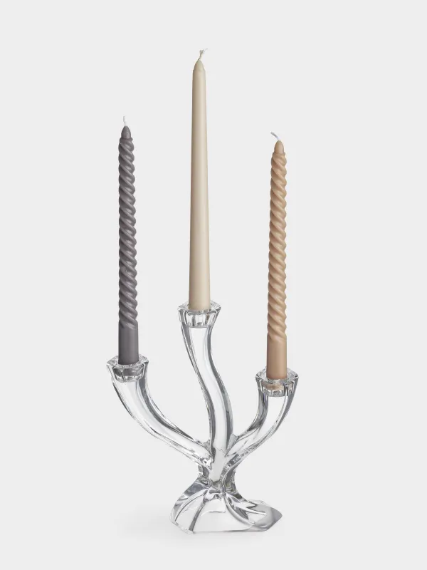 Подсвечник, 23 см, 3 тонкие свечи, на ножке, стекло, Clear, image-3