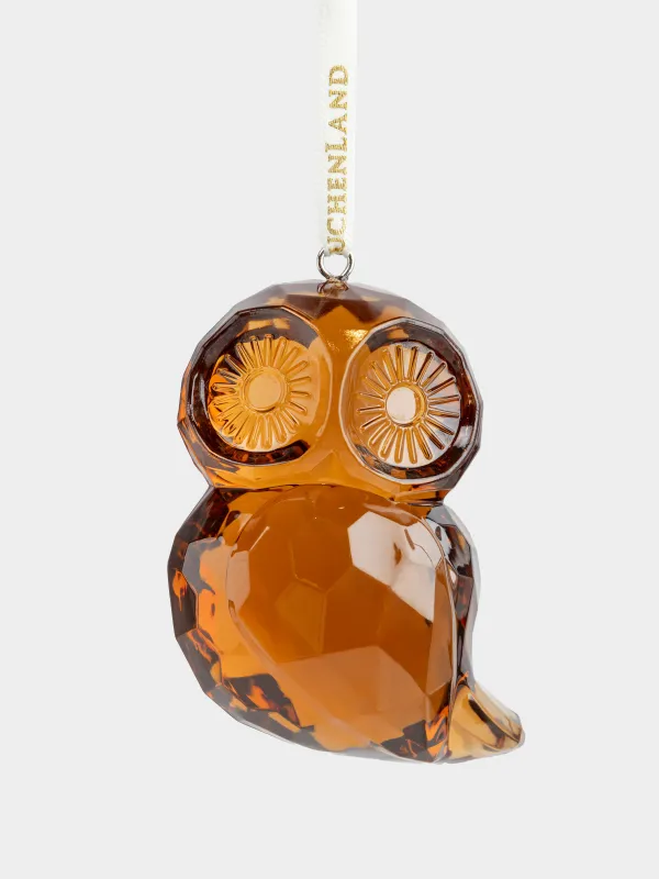 Игрушка елочная, 7 см, акрил, коричневая, Сова, Figure crystal, image-0