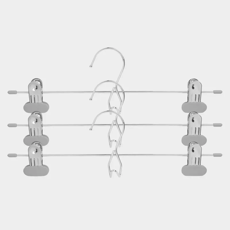 Вешалка для брюк/юбок, 33 см, 3 шт, с зажимами, металл с покрытием, серая, Colorful house