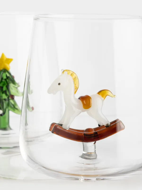 Стакан, 10 см, 400 мл, 2 шт, стекло Б, Елка/Лошадка-качалка, Shape, image-3