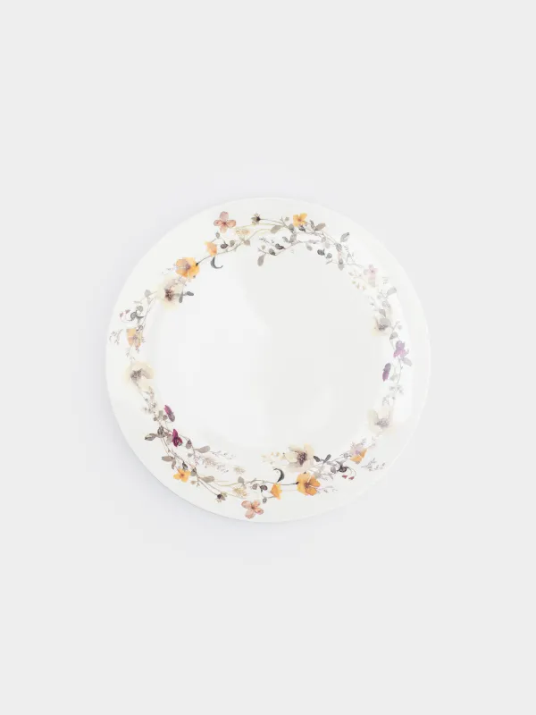 Тарелка обеденная, 27 см, фарфор N, белая, Желтые цветы, Floweri, image-0