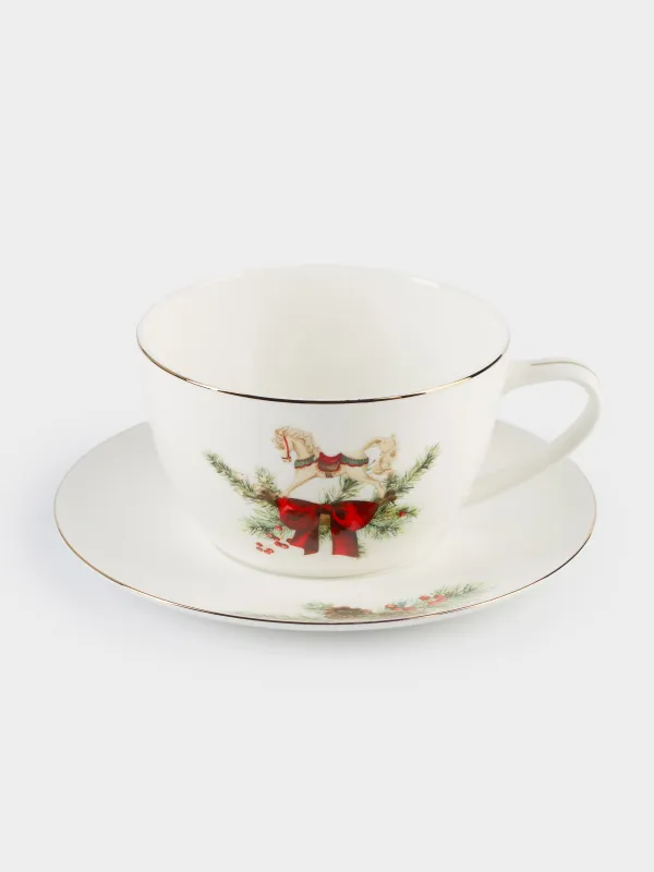 Пара чайная для завтрака, 1 перс, 2 пр, 480 мл, фарфор F, Лошадка, Christmas miracle classic, image-1