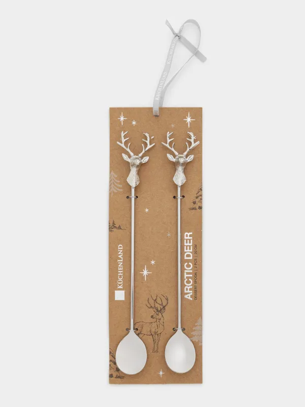 Ложка десертная, 20 см, 2 шт, сталь, Олень, Arctic deer, image-5