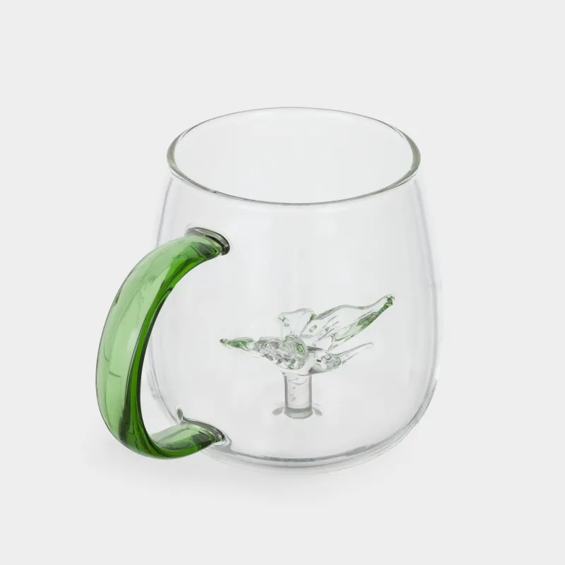 Кружка, 400 мл, стекло Б, зеленая ручка, Бабочка, Shape, image-1