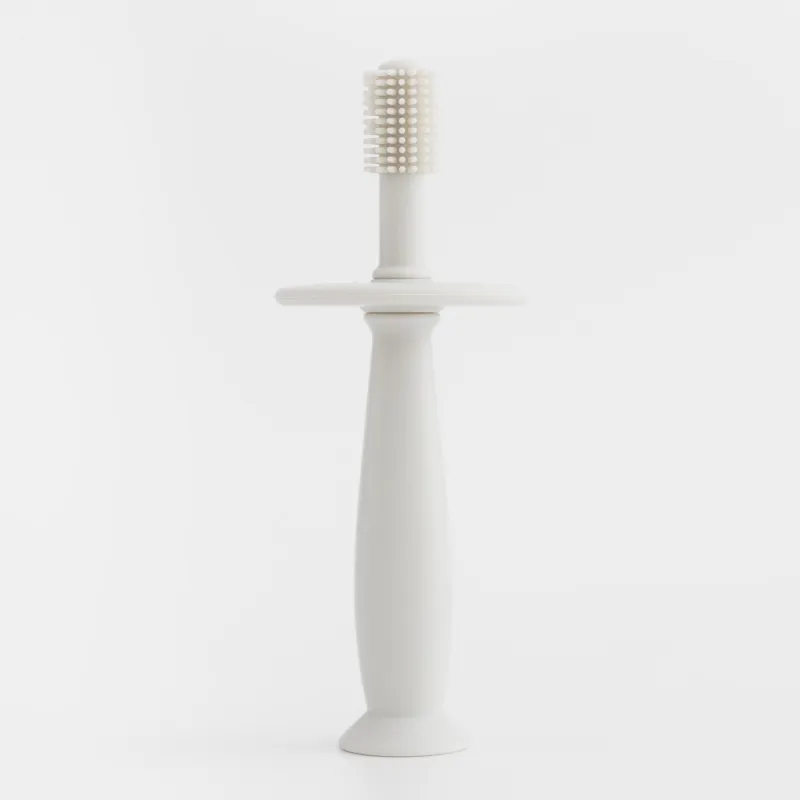 Щетка зубная с ограничителем, детская, 12 см, силикон, бежевая, Kiddy, image-1