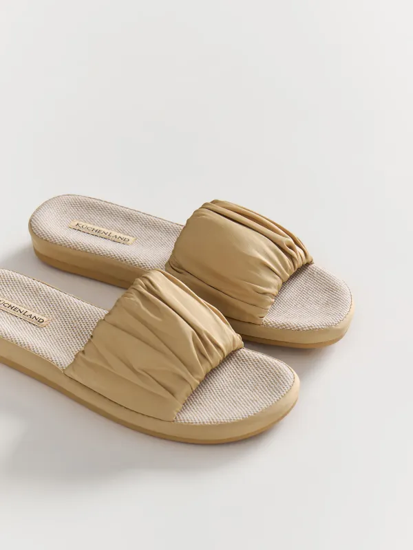 Тапочки женские, домашние, полиэстер/хлопок, бежевые, Everleigh, image-4