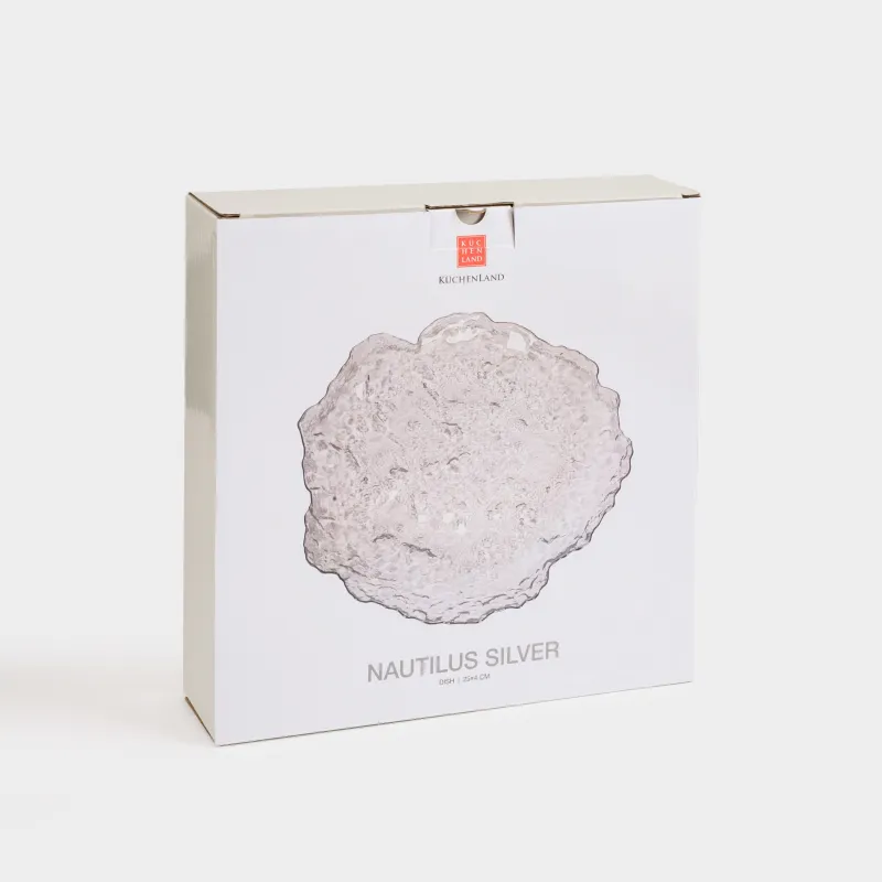 Блюдо, 25 см, стекло, с серебристым кантом, Nautilus silver, image-4