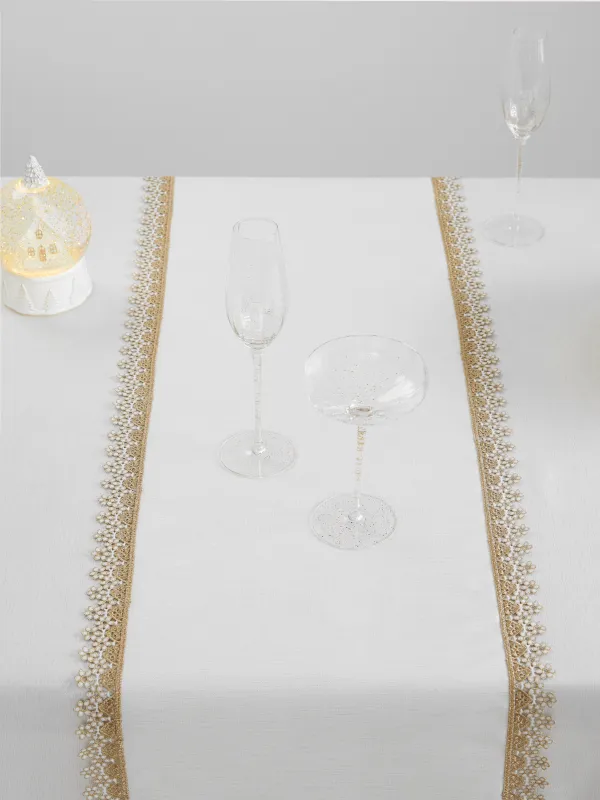 Дорожка настольная, 40х160 см, Flower lace gold, image-8