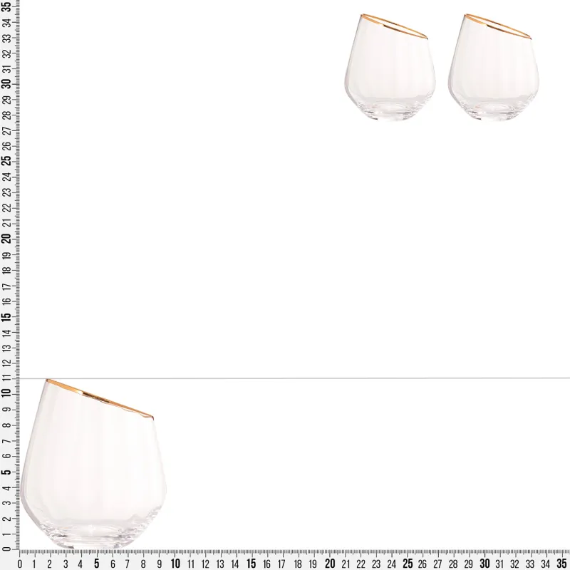 Стакан, 11 см, 350 мл, 2 шт, стекло, с золотистым кантом, Charm R gold, image-3