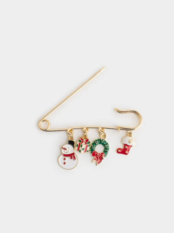 Брошь, 7 см, металл, золотистая, Атрибуты праздника, Jewelry christmas, image-2