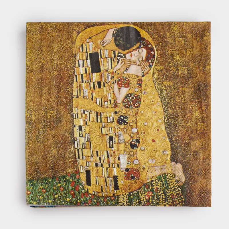 Салфетки бумажные, 33х33 см, 20 шт, квадратные, Климт, Поцелуй, Art поцелуй