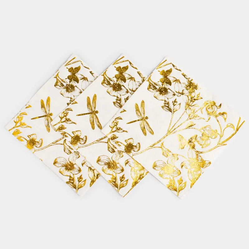 Салфетки бумажные, 33х33 см, 20 шт, квадратные, белые, Цветы, Flower garden, image-2