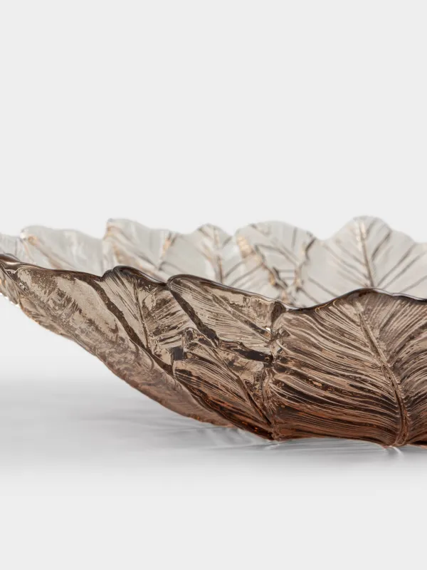 Ваза для фруктов, 31х7 см, стекло, янтарная, Листья, Leaves, image-3
